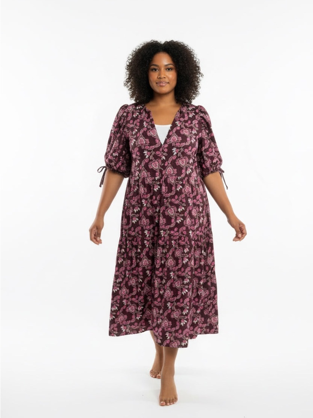 Terra & Sky Plum Floral Maxi Dress